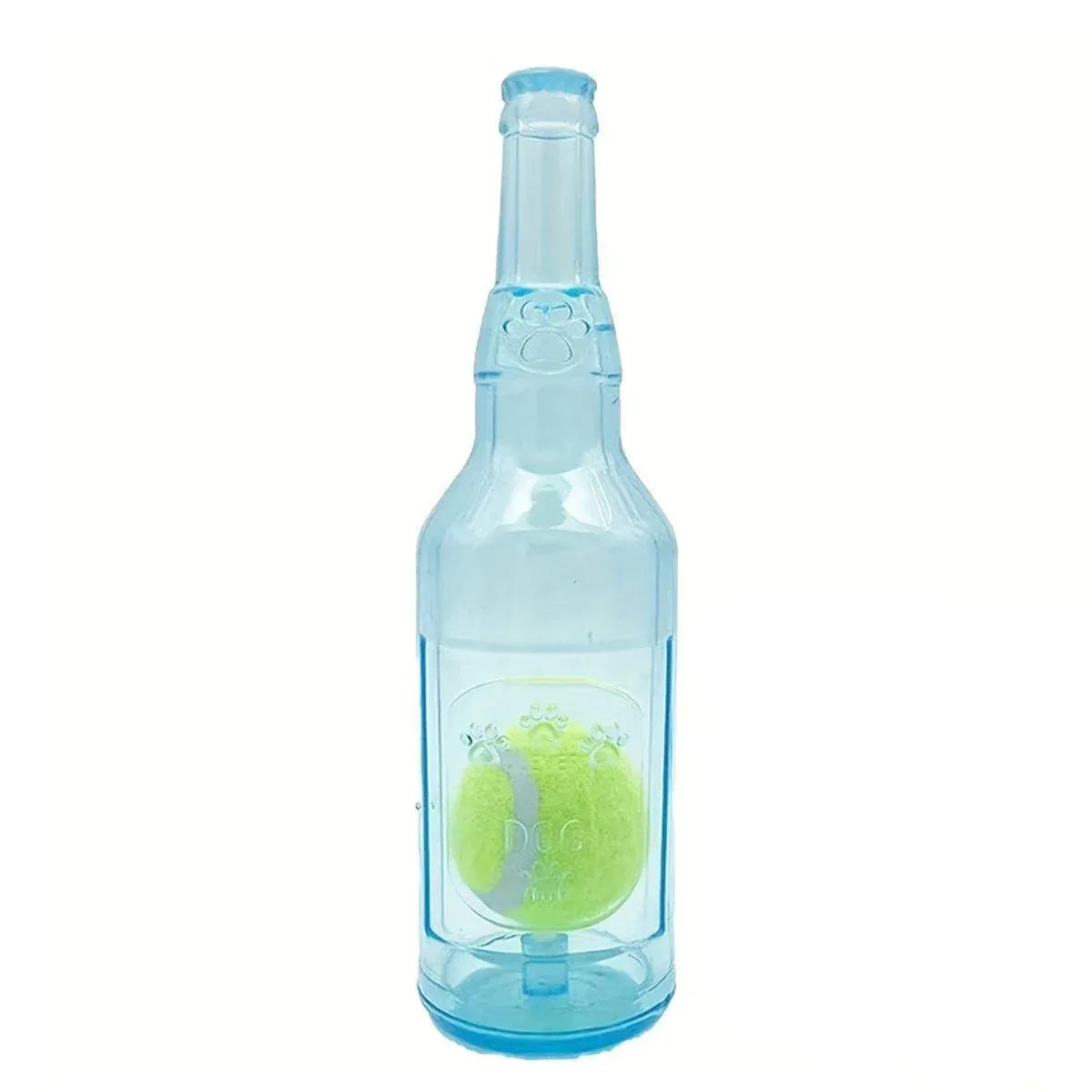 Durable Pet Teething Resistant Tennis Ball Wine Bottle Chew Toy for Dogs Play - Blue-L